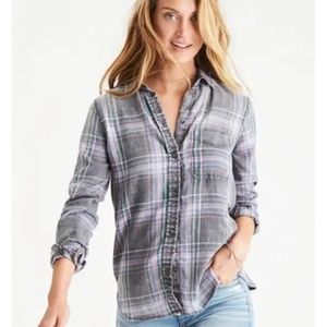 AEO plaid boyfriend shirt